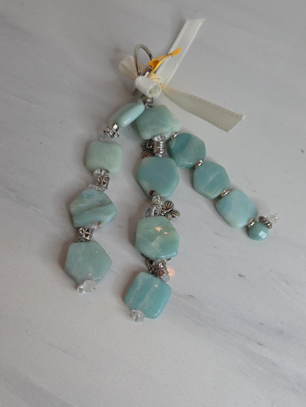 344 - Light Aqua Gemstone Bag Charm